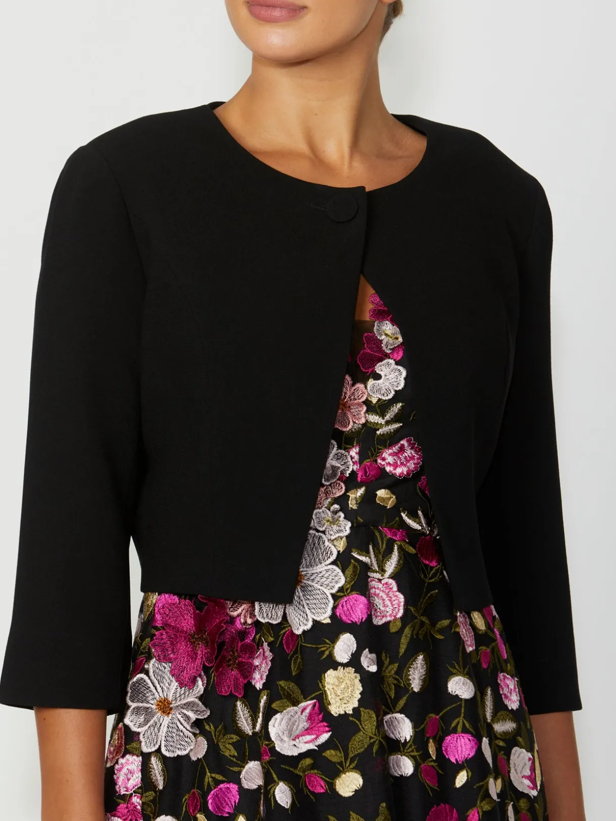 Anthea Crawford Coats & Jackets<Crepe Single Button Jacket Black