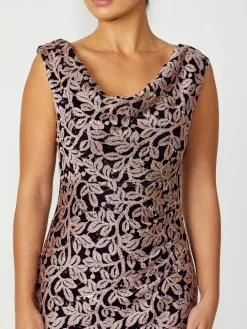 Anthea Crawford Mother Of The Bride|Event Dresses<Elisa Musk Cowl Neck Dress Navy/Musk