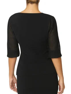 Anthea Crawford Knitwear<Emilie Sheer Sleeve Top Black