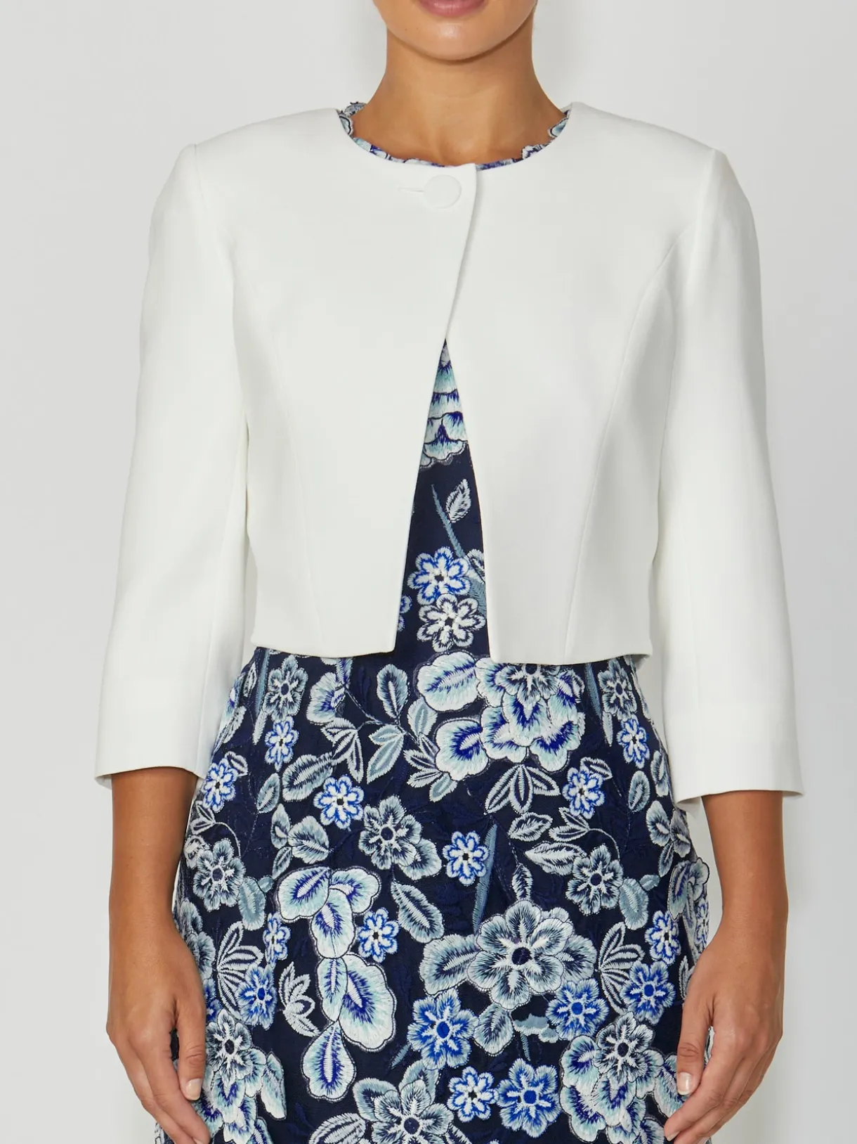 Anthea Crawford Coats & Jackets<Crepe Single Button Jacket Ivory