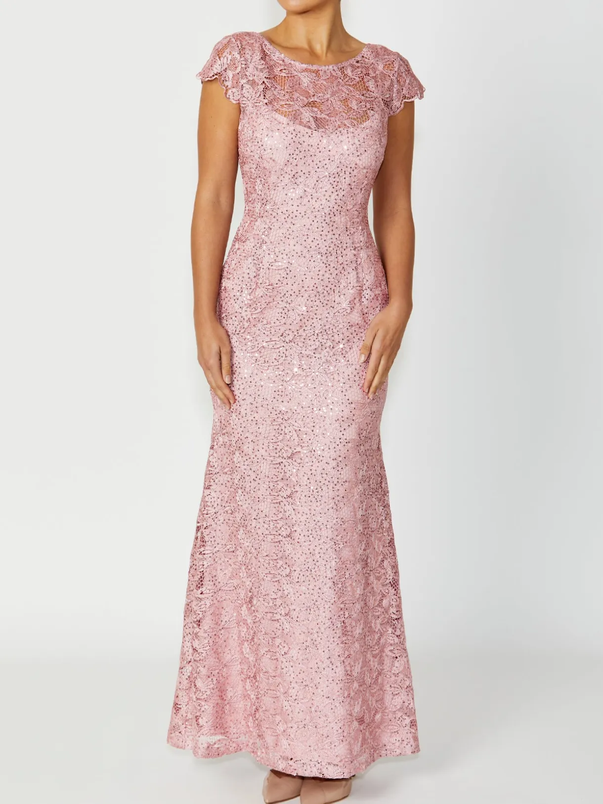 Anthea Crawford Mother Of The Bride|Floor Length Gowns<Millicent Pink Sequin Lace Gown Musk