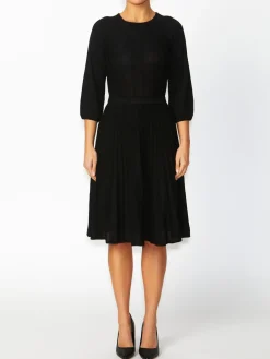 Anthea Crawford Knitwear<Pia Pleated Knit Dress Black