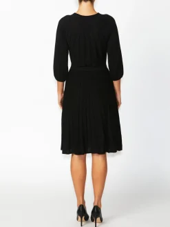 Anthea Crawford Knitwear<Pia Pleated Knit Dress Black