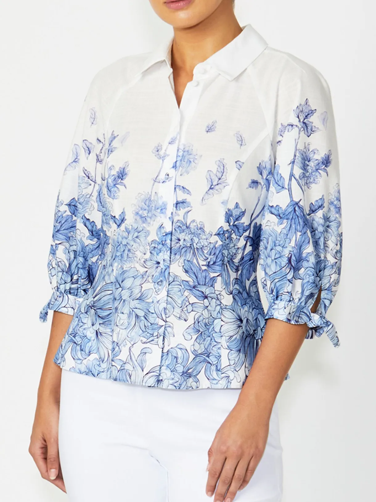 Anthea Crawford Tops<Roberta Cotton Blouse Blue