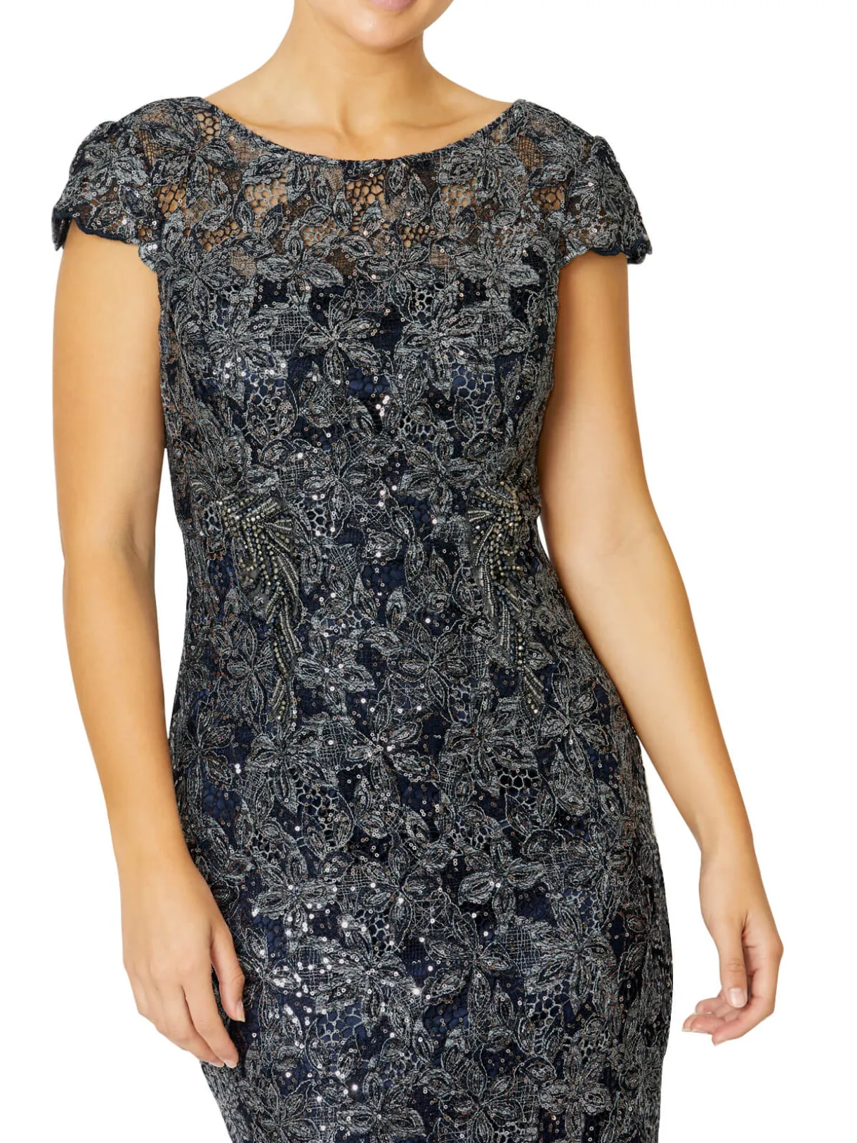 Anthea Crawford Mother Of The Bride|Event Dresses<Venetia Sequin Lace Dress Navy